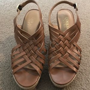 Franco Sarto Genuine Leather Cork Wedges